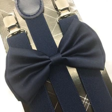 NAVY BLUE Suspender and Bow Tie Set Tuxedo Wedding Formal Adult Suspenders