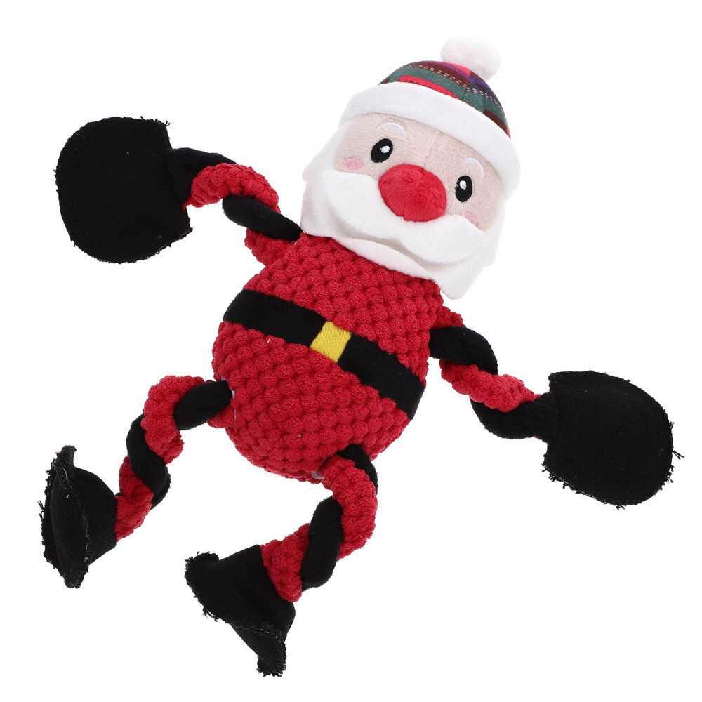 Christmas Elk Santa Style Squeaky Durable Chewable Plush Dog Toy (Santa