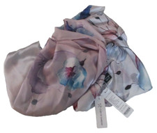 Silk Scarf 100 "Story of Shanghai" Bright Floral Pastel Pattern Scarf/Wrap NWT 