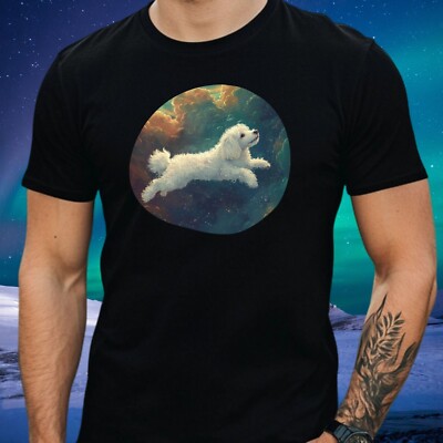 Herren T-Shirt Pudel schwebt im Weltraum Motiv Baumwolle GrößeXS bis 5XL