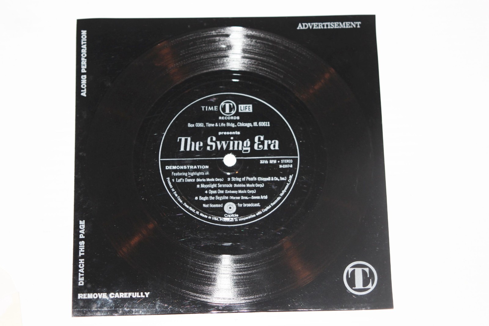 Time Life Promo Ad Flexi Disc The Swing Era 33 1/3 Demo Record 45 eBay