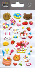 Autocollants 3d relief fête anniversaire animaux friandises stickers