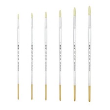 XDT 767-2 Round Tip Art Brush 6Pc 1 3 5 7 9 11 Hog Acrylic Oil Watercolor