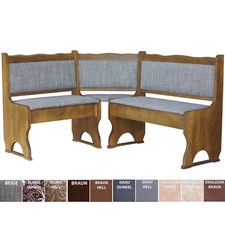 Polster Eckbank Kiefer Holz, Eiche Farbe mit Polsterung Grau MASSIVHOLZ - NEU