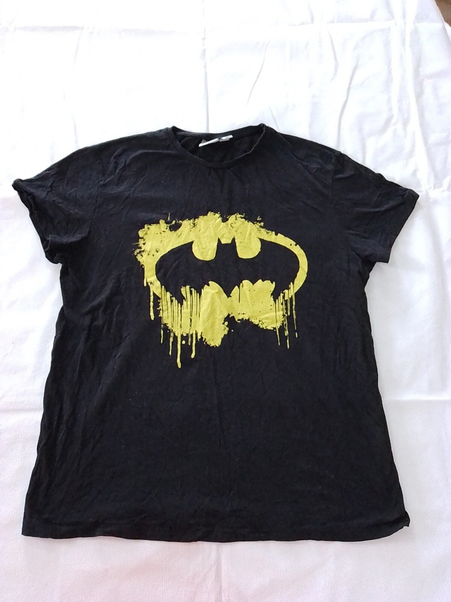 Men s Batman T shirt Primark Size XL Short Sleeve Logo Print Black 21563