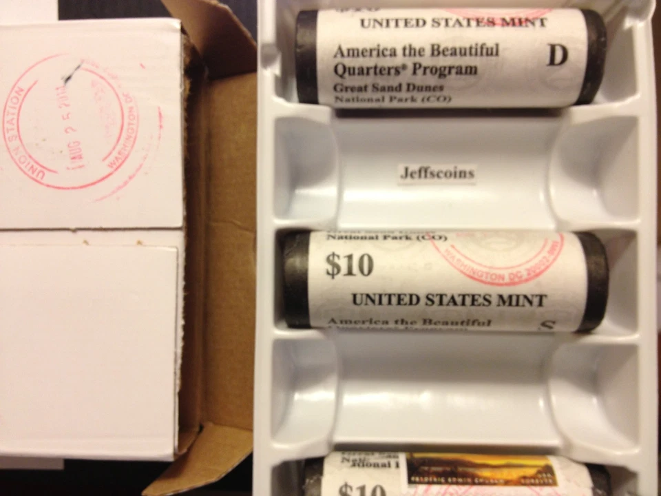 2014 P D S Great Sand Dunes Park CO 1st Day Release Stamped 3 MINT QUARTER ROLLS - Image 2 of 2