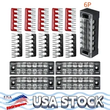 6 Positions 5Sets Terminal Block Barrier Strip Dual Row Screw 15A with Cover US