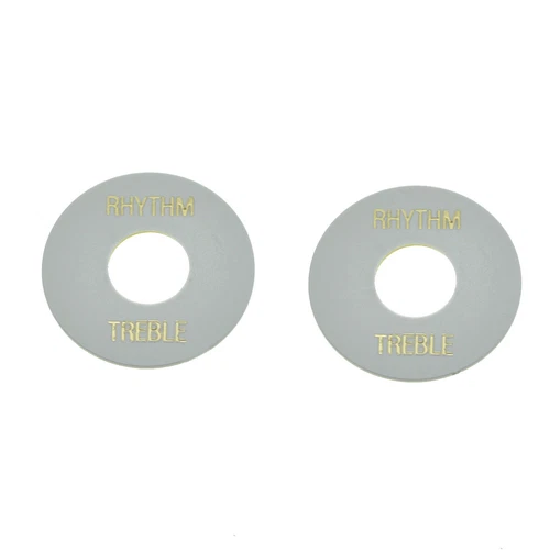 2x White w/ Gold LP Toggle Switch Washer Rhythm Treble Ring Plate Fits Les Paul