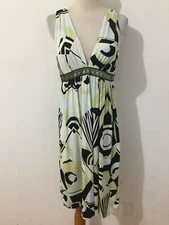 Nicole Miller Collection Silk/Spandex Plunging V-Neck Empire Dress Size 6