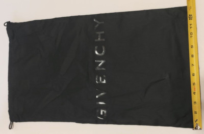 Authentic Givenchy Black Cotton Drawstring Dust Bag lined in white 13  x 23 