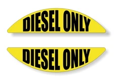 Diesel Only Vinyl Stickers / Gas Fuel Door Decals Labels / 1-inch x 3.75 Yellow