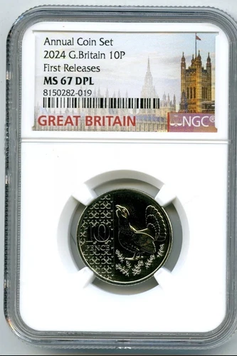 2024 GREAT BRITAIN 10P UNC NGC MS67 DPL CAPERCAILLE 10 PENCE FIRST RELEASES