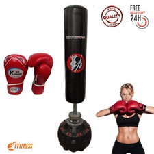 SACCO BOXE DA TERRA CON GUANTONI 12 OZ BASE RIEMPIBILE H 180 CM CON SUPPORTO 