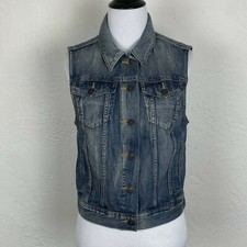 Talula Sleeveless Denim Jacket Womens M Medium Pockets Dark Wash Layering Vest