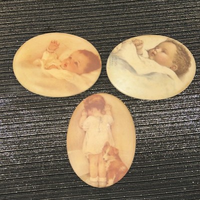 3 Vintage Bee Kay Creations 3D Plaster Oval Wall Art Bessie Pease Gutmann Baby