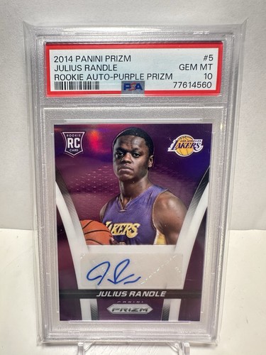 2014-15 Panini Prizm Julius Randle Purple /99 Auto Rookie RC PSA 10 Nets