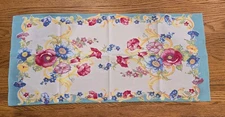 Vtg Colorful Floral Table Runner Dresser Scarf Turquoise Red Blue Yellow White