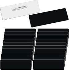 100 Blank Name Tags with Pins, 1x3 Inches, Reusable ID Badge Holders