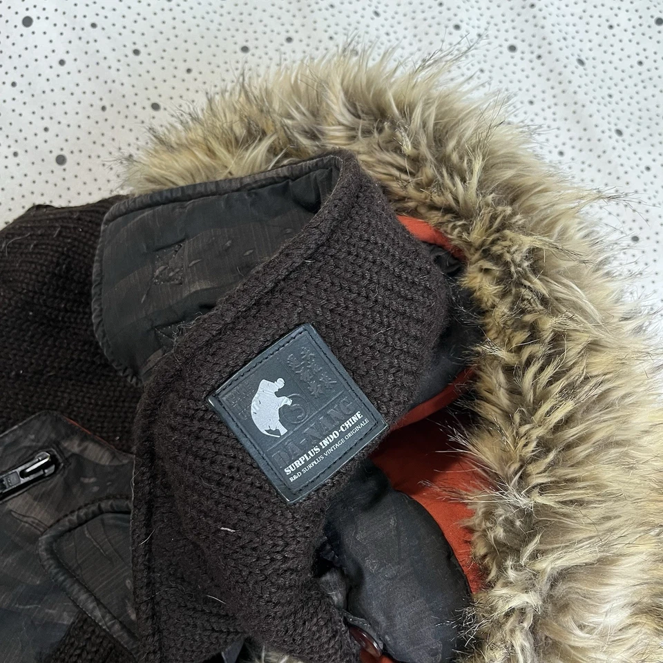 Jaqueta Da-Nang Colete Feminina L Marrom Alternar Capuz de Pele de Lã Y2k Suéter Grunge - Imagem 4 de 4