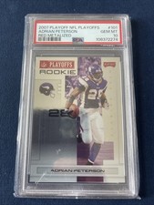2007 ADRIAN PETERSON Playoff NFL Playoffs Red Metalized RC #101 #/399 PSA 10