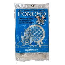 Vintage 1982 Disney Mickey Minnie Mouse Rain Poncho Clear Plastic Vinyl Adult