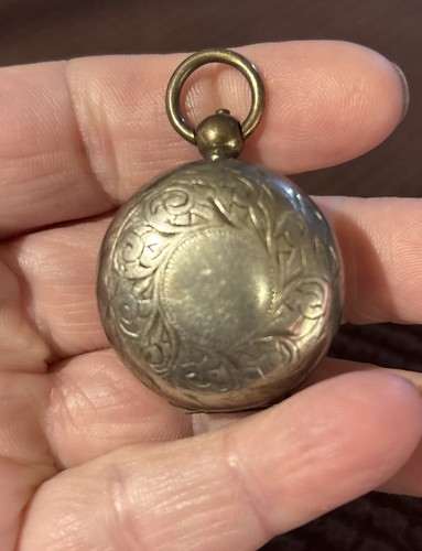Antique Albo Silver Round Locket -broken