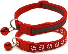 2 Pack Red Reflective Cat Collar with Bell for XXS XS Pets Fits Neck 7-12"