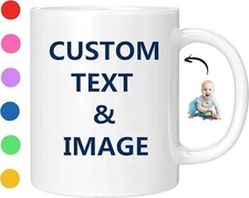 Personalized Custom Text or Photo Ceramic Coffee Mug Both side Printed 11oz