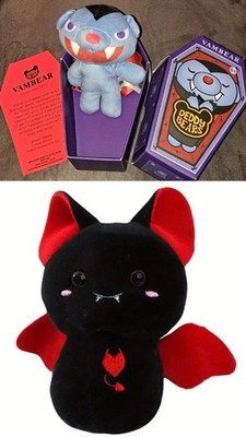 VAMBEAR 5 Zoll Teddybär im Pappsarg + süße Mini Vampir Fledermaus, Kinder Stofftier