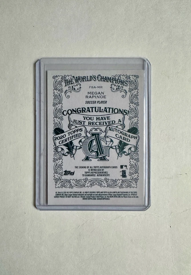 2020 Topps Allen & Ginter Megan Rapinoe Autograph FSA-MR USA Soccer Card Auto - Image 2 of 2
