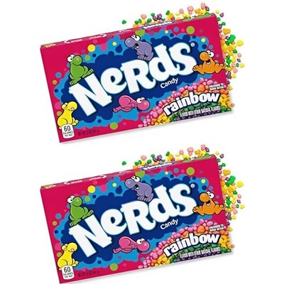 Wonka Nerds Rainbow 2er Set   2×141 g Theaterbox | Bunte Kaubonbons & knuspriger