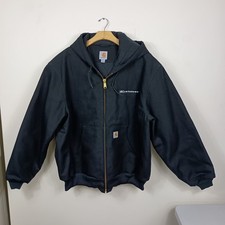 Carhartt Flannel Lined Jacket Hooded XL Black Loose Fit Duck Warmest Custom Logo