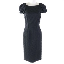 DOLCE & GABBANA Ladies Dress Polka Dot Pattern Rose Decoration Puff Sleeve Black