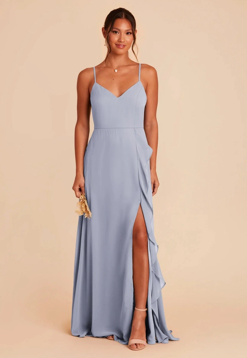 light blue bridesmaid dresses ebay One Shoulder Sleeveless Light Blue Bridesmaid Dress With Slit US6 / Light Blue main image 0