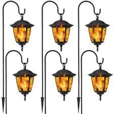 6 Pack Solar Flame Hanging Lights Outdoor, Solar Flickering Flame LED Garden ...