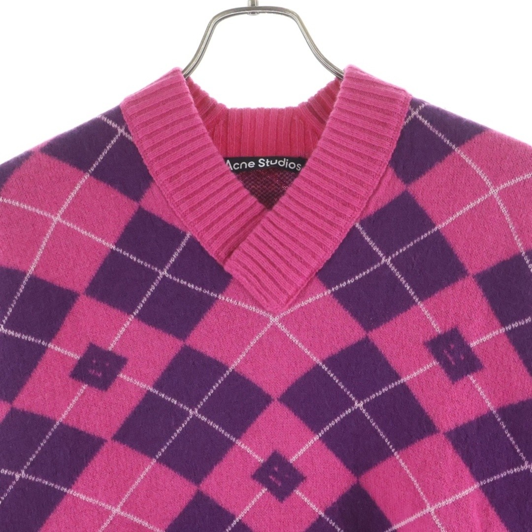 Acne Studios Face Logo Total Pattern Argyle V-nec… - image 3
