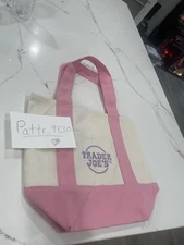 NEW Trader Joe’s Mini Pastel Canvas Tote Bag Pink  QUICK SHIP! (b5)