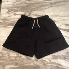 Essentials Unisex Kids Black Sweat Shorts Drawstring Flat Front
