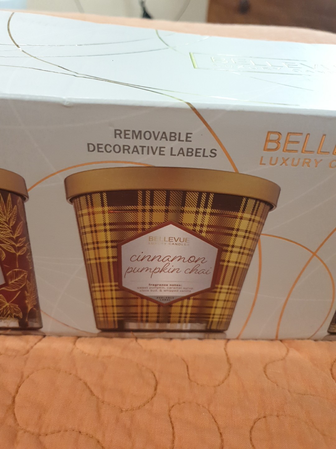 Bellevue Luxury Glass Candle Set 4Pk Soy Blend Lead Free Wicks Removable Labels