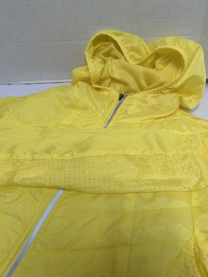 OYSHO Women's Yellow Softshell Packable Hooded Polyester Jacket Packable Medium