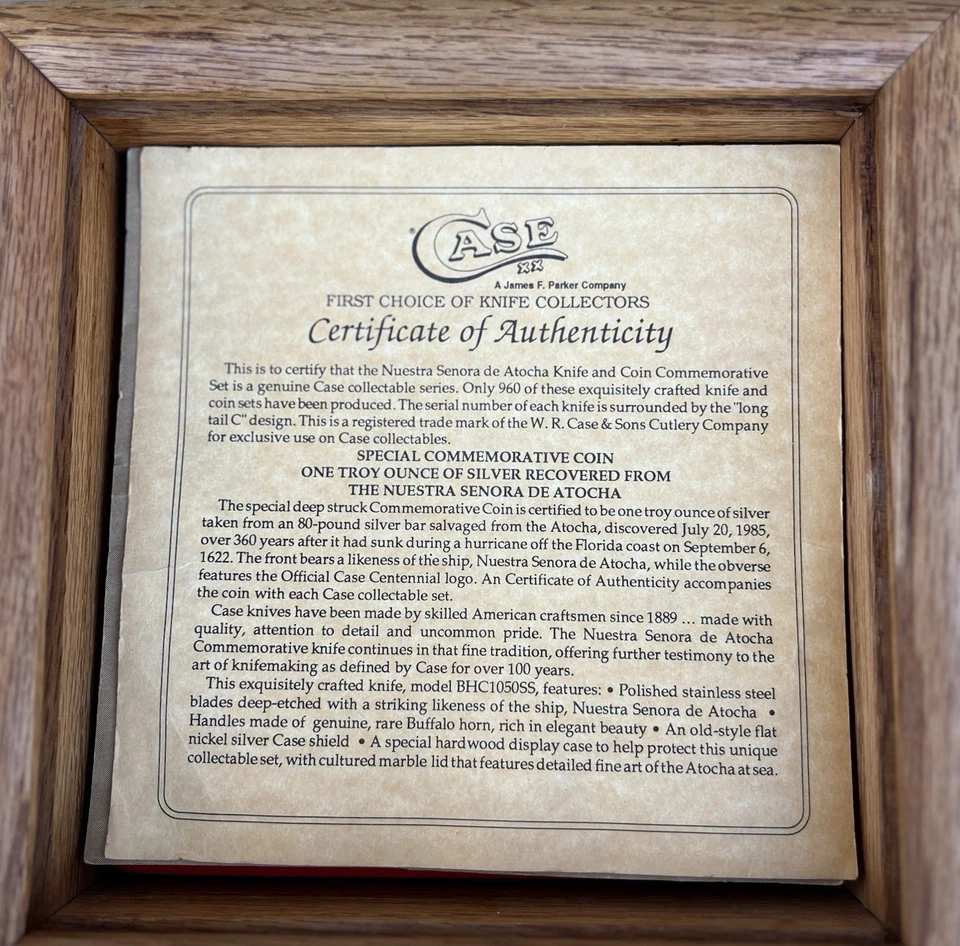 CASE XX Black Buffalo Nuestra Señora De Atocha Commemorative Coin Set #880 /960 - Image 3 of 4