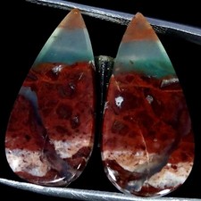16.10Cts 100 Natural Aqua Chalcedony Pair Pear Cabochon 12X25X3MM