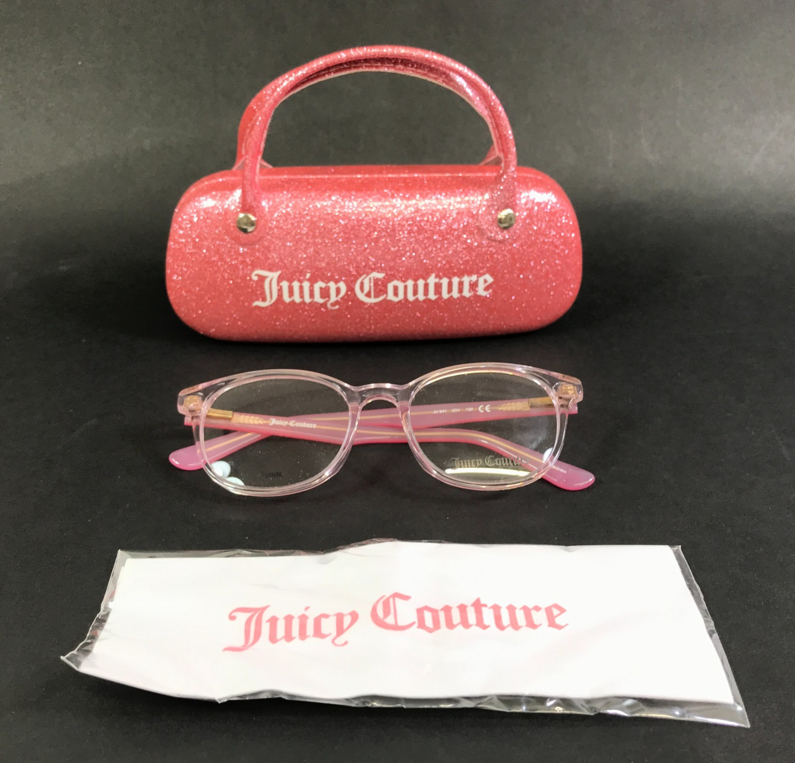 Juicy Couture Kids Eyeglasses Frames JU941 3DV Crystal Pink Cat Eye 47-17-130