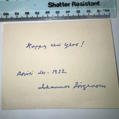 Jens Johannes Jørgensen Dänischer Schriftsteller Katholische Heilige Autogramm Signatur 1932