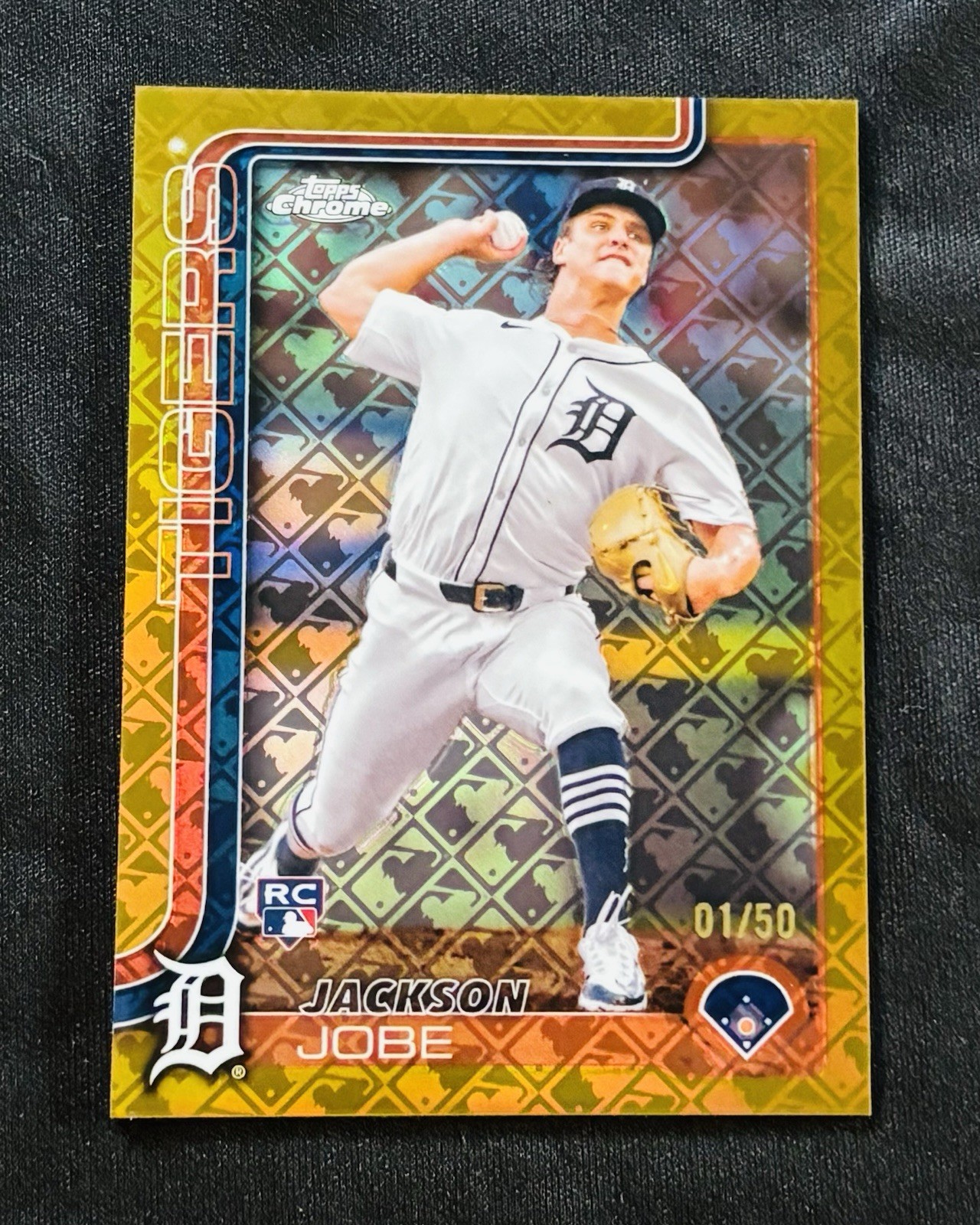 2025 Topps Chrome Logofractor Jackson Jobe #249 Gold Refractor /50 RC Tigers