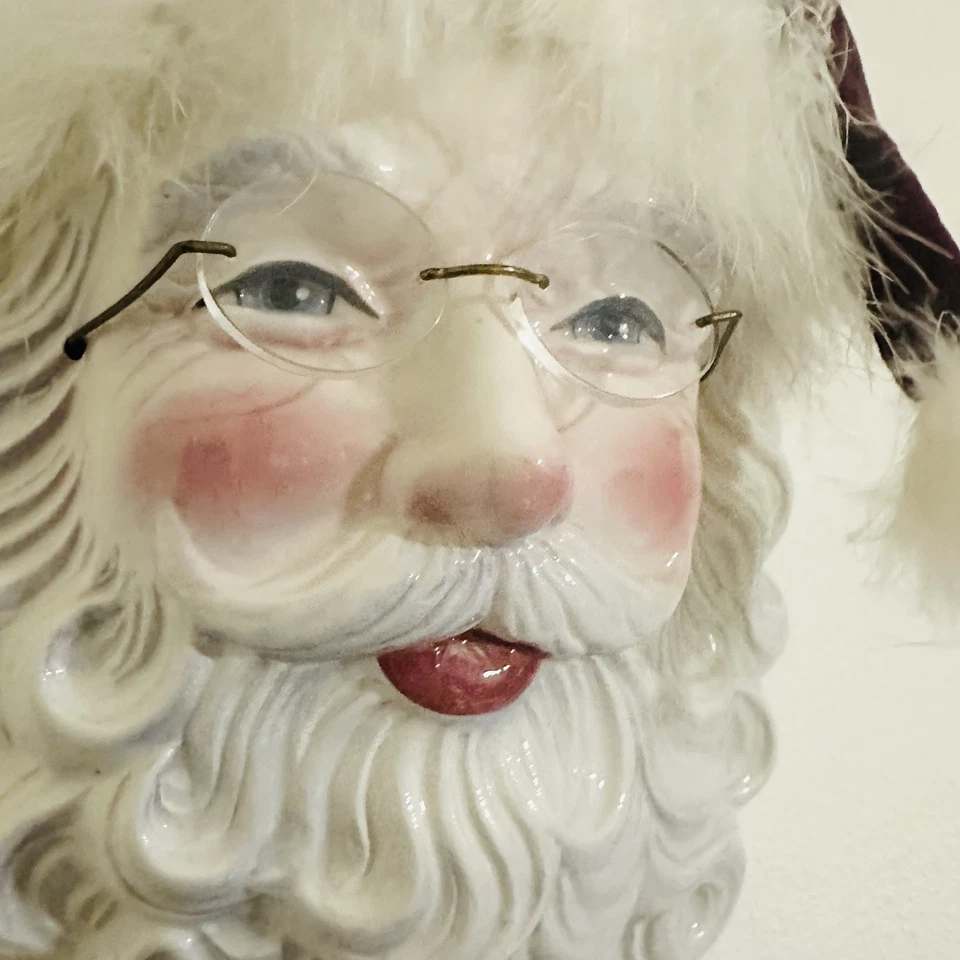 De colección Arte en Arcilla Jenny McLain Cerámica Papá Noel Sombrero Gafas Máscara de Pared con Etiquetas Foto 2 de 4