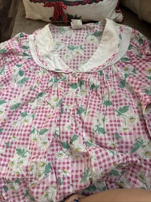 Simply Basic Pink Floral Button Up Night Gown Sz 1X