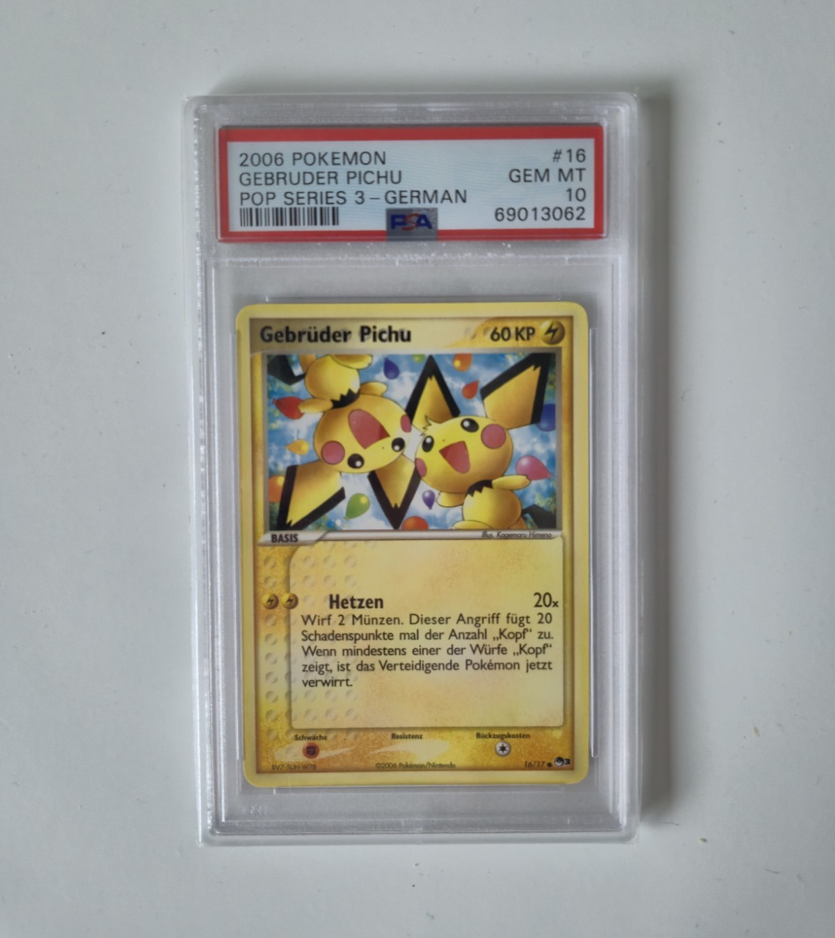 PSA 10 Gebrüder Pichu POP Series 3 Promo 16/17 2006 Pokémon bros Pikachu