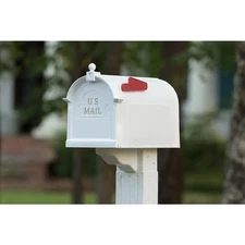 Mailbox with Post Large Secure White Classic Newport Craftsman Style Rust Free
