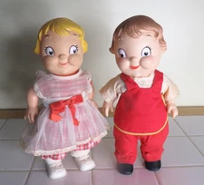 1970s VINTAGE CAMPBELLS SOUP KIDS 10" DOLLS In RED Outfits Made USA GREAT SHAPE!